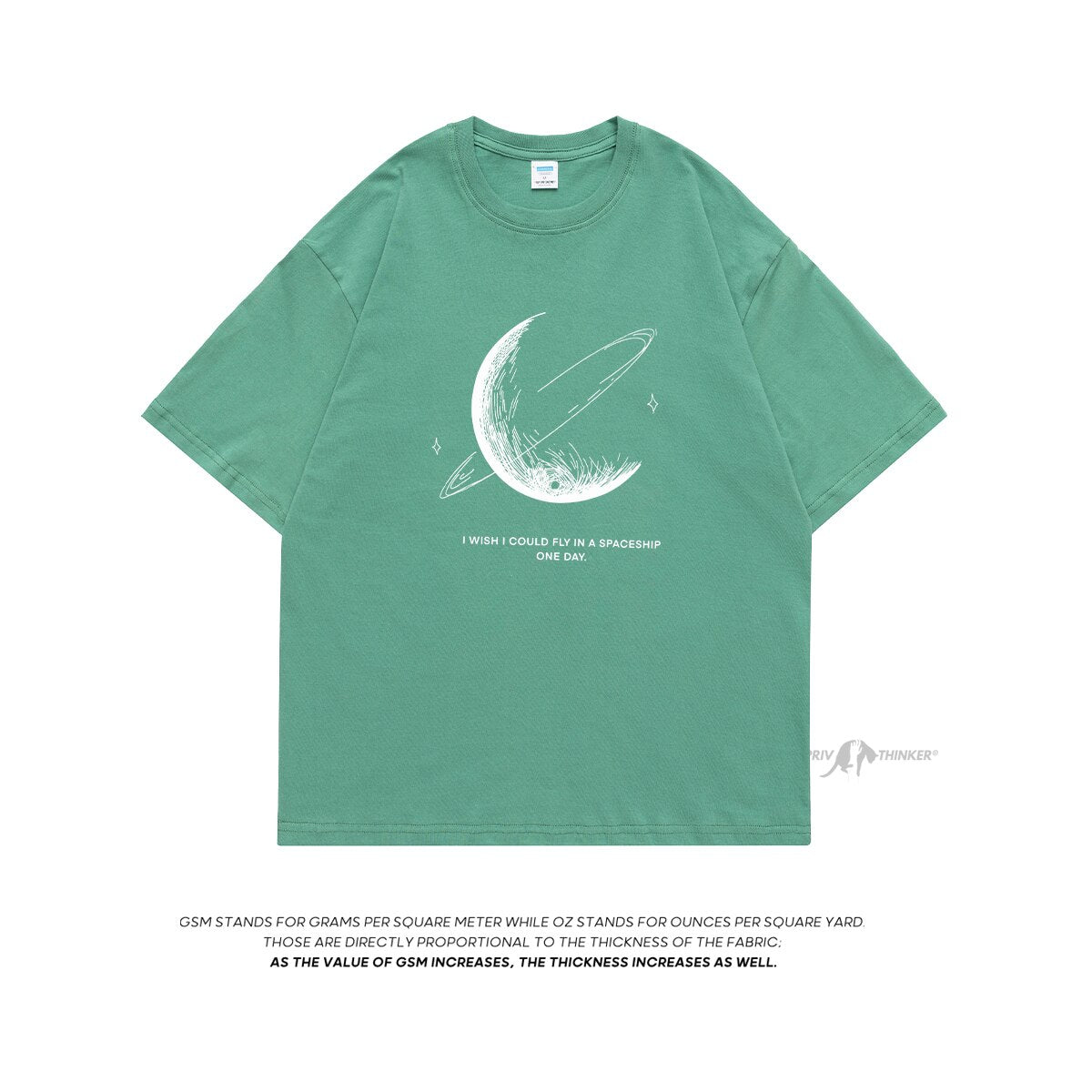 HybSkr Simple Stroke Moon Graphic Men Tshirt Oversize Letter Print Short Sleeve T-shirt Cotton Male Streetwear Unisex Basic Tops