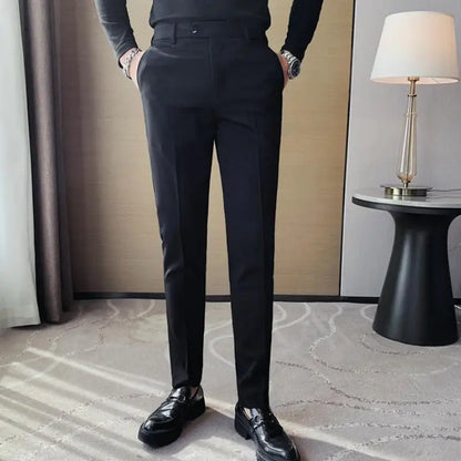 saferido Men Suit Pants Suit Pants Spring Fashion Casual Slim Business Suit Pants Wedding Party Men's Clothing Nine-point Trousers