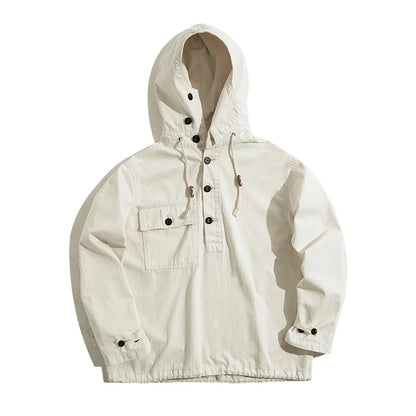 saferido American Retro Beige White Deck Suit Severe Weather Coat Charge Sweater Hoodie Men's Autumn