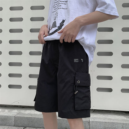 Loose Shorts Men Summer Japsn Style Wide Cuff Shorts Men Jogger Shorts Streetwear With Big Pockets Work Trousers