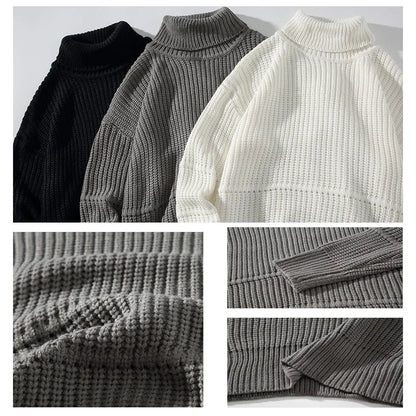 saferido Autumn Winter Mens Casual Turtleneck Pullover Men's Long Sleeve Rollneck Sweater Korean Style Fashion Warm Knitted Sweater