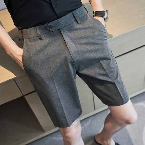 saferido  British Style Men's Summer Casual Shorts/Male Slim Fit Business Fashion Suit Shorts Plus Size 28-36