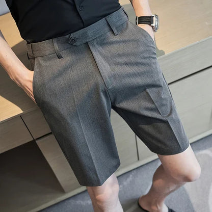 saferido  British Style Men's Summer Casual Shorts/Male Slim Fit Business Fashion Suit Shorts Plus Size 28-36