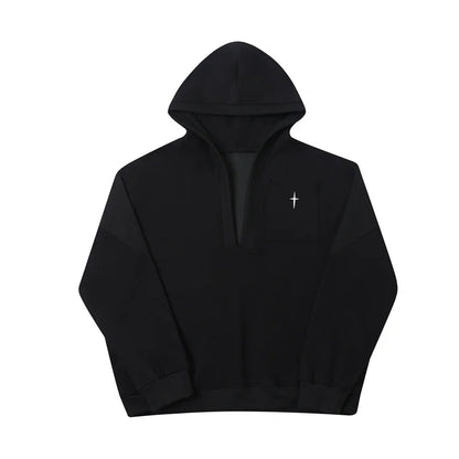 saferido Korean Spring Streetwear Collar black white Sweatshirt Men Spring Korean Loose Trendy Casual Coat Male Hoodies Sweatshirts
