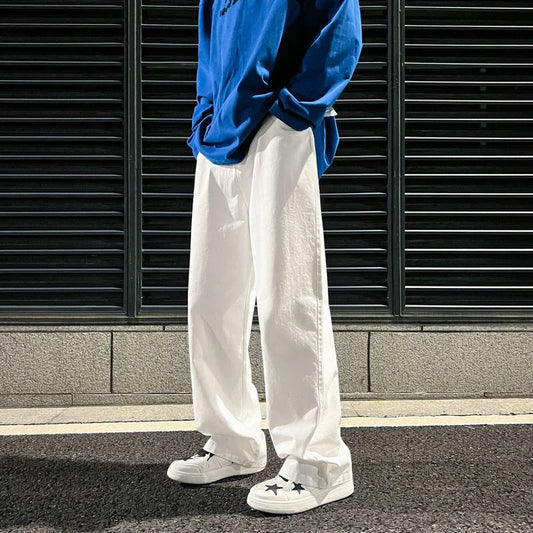 saferido Spring Cotton Casual Pants Men Fashion Multicolor Wide Leg Pants Men Streetwear Loose Hip Hop Straight Pants Mens Trousers M-2XL