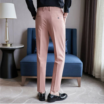 saferido Men Spring Autumn High Quality Casual Suit Trousers/Male Fashion Slim Fit Pink Business Suit Pants/Man Stretch Dress Pants 28-38