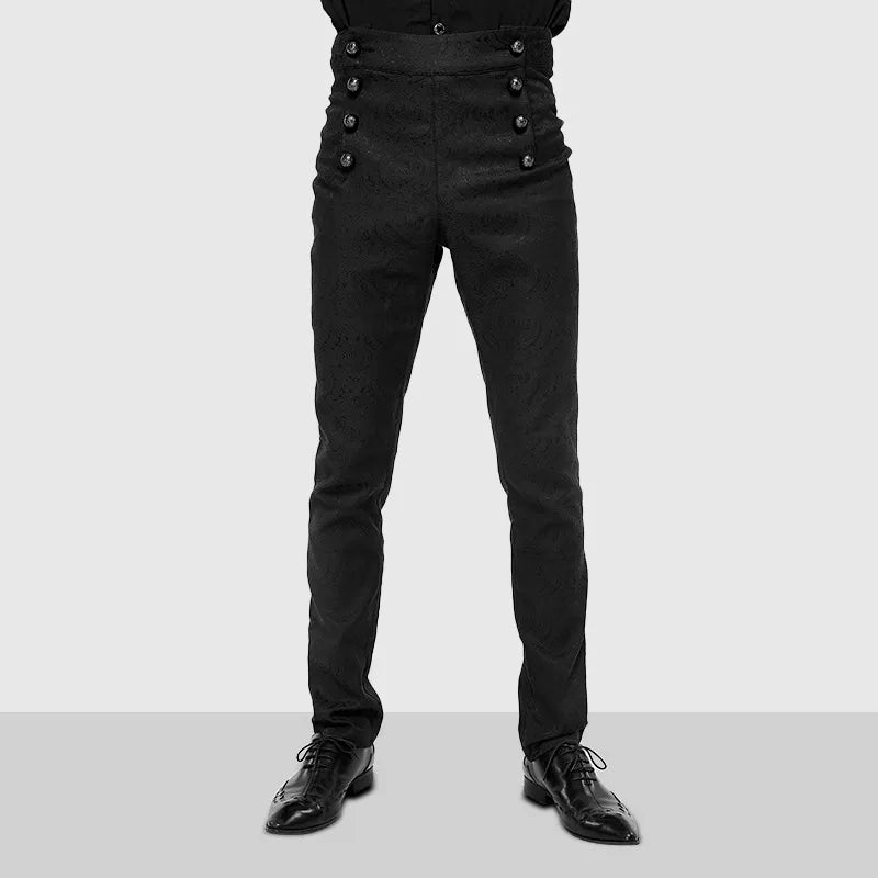 Men's Gothic Vampire Cosplay Costume Trousers Vintage Steampunk Dark Jacquard Victorian Trousers Party Halloween Costumes Homme
