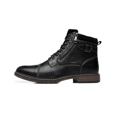 saferido Men's Boots Winter Fashion botines Zip Lace-up Ankle Boots Vintage Business Dress Shoes Leather Casual Shoes For Men