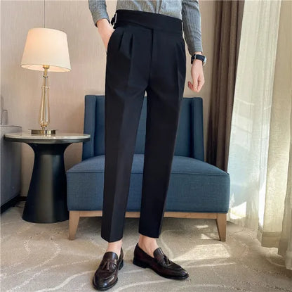 saferido Men Trousers White Autumn Solid Business Casual Suit Pants British Style Men Clothing Formal Wear Office Trousers Straight
