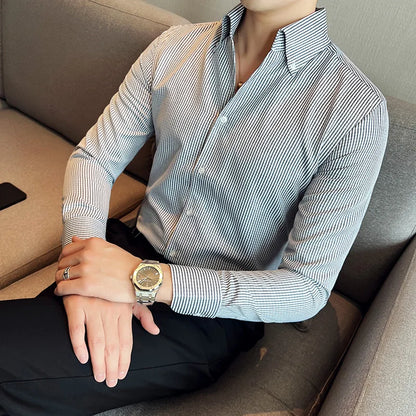 saferido  New Style Men Spring High Quality Long Sleeve Shirts/Male Lapel Office Business Dress Shirts Homme Camisas Plus Size S-3XL