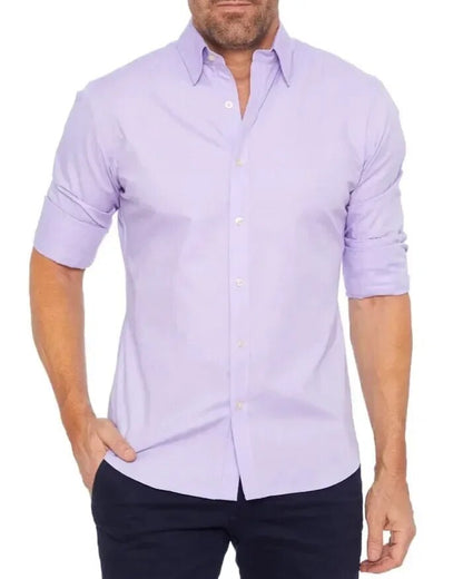 Men's Zipper Shirt Hidden Zipper Fake Button Spring and Fall Models New Oxford Stretch Cotton Zipper Shirt Shirts for Men