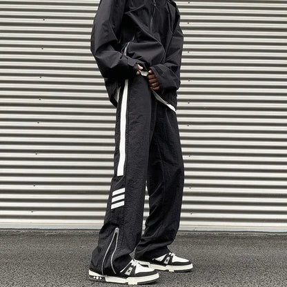 saferido American Men High Street Functional Style Cargo Pants Zipper Foot and Mouth Outdoor Mountain Climbing Casual Straight Trousers