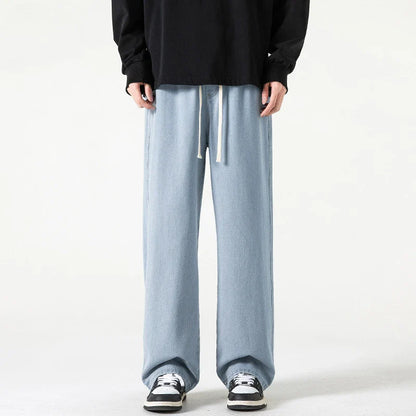 saferido Elastic waist jeans men's spring and autumn American loose straight leg casual versatile wide leg pants
