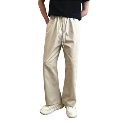 saferido Summer Casual Pants Men Retro Straight Pants Men Japanese Streetwear Loose Wide Leg Pants Mens Vintage Trousers M-2XL ﻿