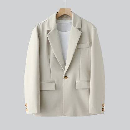 Beige Suit Men Fashion Society Men Dress Suit Korean Loose Casual Blazer/Pants Two Piece Set Mens Office Formal Suit M-3XL
