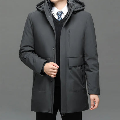 Mens Hooded Casual Outwear Long Parkas Men New Autumn Winter Warm Waterproof Parkas Jacket Coat 2 PIECES Winter Parkas