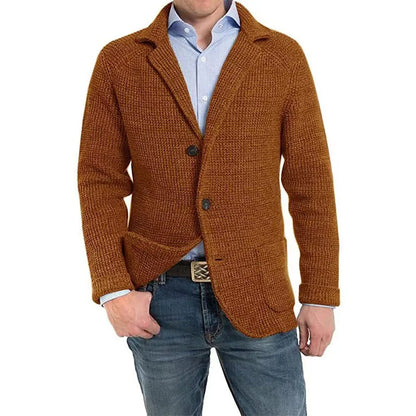 British Style Mens Clothing Knit Cardigan Autumn Winter Fashion Single Breasted Black Stand Collar Knit Sweater Coats Men