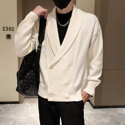 saferido Double-Breasted Cardigan Sweater Men Spring Clothes Knitted Sweater Coat Pure Color Men Casual New Slim Fit Brand Clothes S-3XL