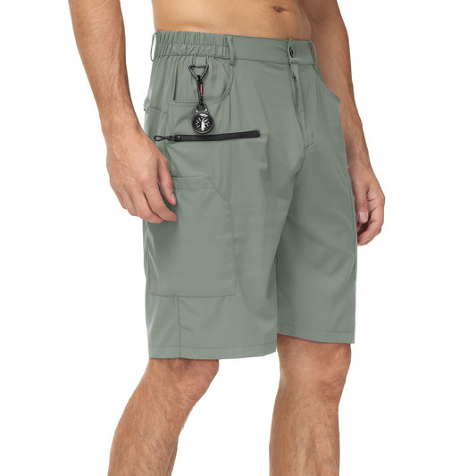 Men Summer Casual Hiking Cargo Shorts Elastic Belt Quick Dry Trousers Travel Active Golf Shorts Water Resistant Sport Pants