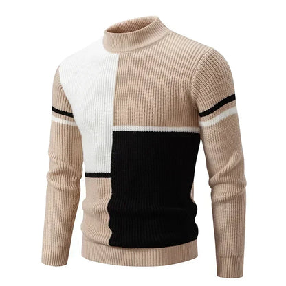 High Quality Men's New Autumn and Winter Casual Warm Neck Sweater Knit Pullover Warm Tops