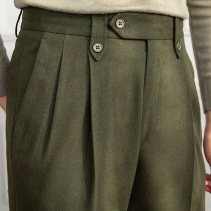 saferido British Winter High Waist Casual Men Straight Pants High Quality Versatile Slim Long Pants Men Fashion Clothes Office Trousers