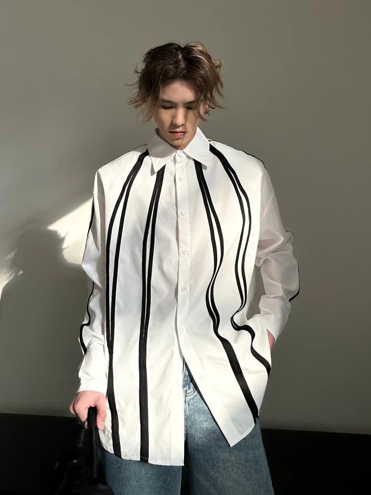 saferido Fashion Korean Spring New Long Sleeve Men turndown collar T-shirt Round Collar White Black Red Solid Color Shirts For Male