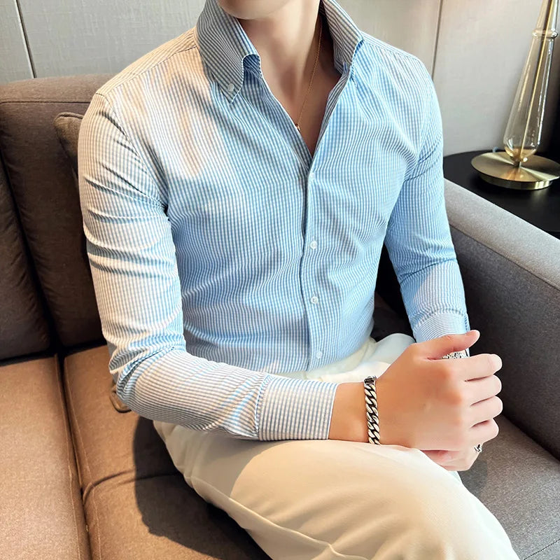 saferido  New Style Men Spring High Quality Long Sleeve Shirts/Male Lapel Office Business Dress Shirts Homme Camisas Plus Size S-3XL