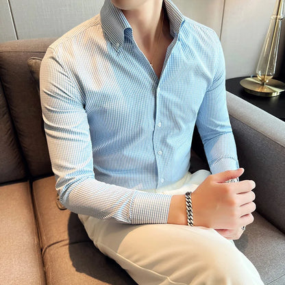 saferido  New Style Men Spring High Quality Long Sleeve Shirts/Male Lapel Office Business Dress Shirts Homme Camisas Plus Size S-3XL