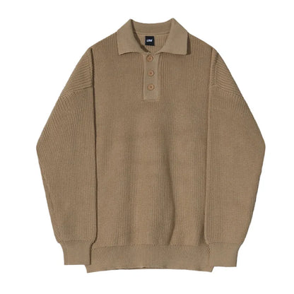 Sweater Men's Autumn Winter Korean Fashion Loose Trend Pullover Solid Color Long Sleeve Sweater Casual Male Tops