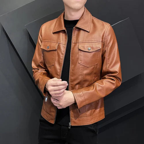 saferido  Spring Leather Jacket Men Motorcycle Jacket Slim Fit Male Autumn Faux Leather Coat Men's Casual Zipper Windbreaker Clothes