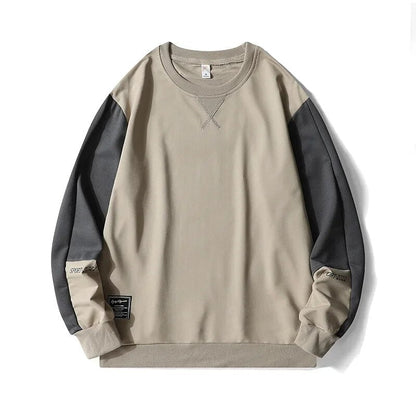 Men's Round Neck Sweatshirts Patchwork Oversized Men Hoodies Spring Autumn Streetwear Hip Hop Casual Top For Man Sportswear