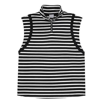 saferido Mens Japanese Striped Casual Vest 2024 New Genderless Fashion Youth Trend Versatile High Collar Sleeveless Tank Top Unisex