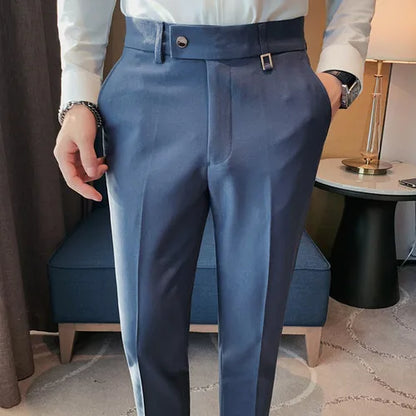 saferido British Style Autumn Solid Business Casual Suit Pants Men Clothing Simple All Match Formal Wear Office Trousers Straight 28-36