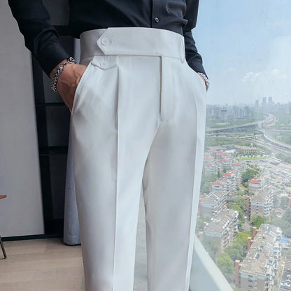 saferido British Style Autumn Solid High Quality Dress Pant Men Slim Casual Office Trousers Formal Social Wedding Party Suit Pants