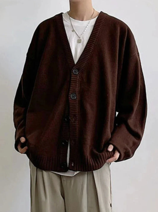 Cardigan Men Solid All-match Cozy Leisure V-neck Gentle Autumn Trendy Simple Classic Streetwear Daily Korean Style Knitwear Chic