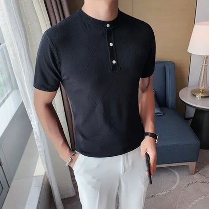 saferido  New Fashion Man Ice Silk Knitting Polo Shirt Casual Cotton  British Style Slim Men Short Sleeve High Quantity Polo Shirts