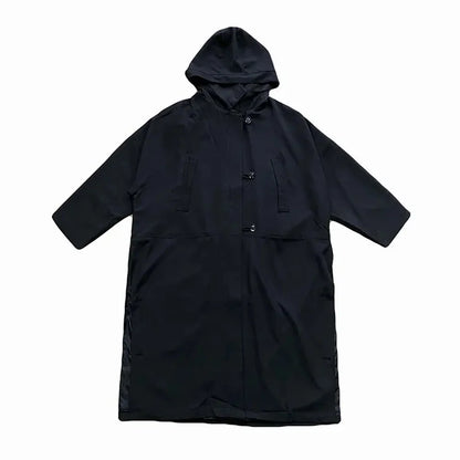 saferido Dark British Style Long Hooded Zipper Windbreaker Streetwear Personality Temperament Versatile Oversized Coat 2024 Autumn Unisex