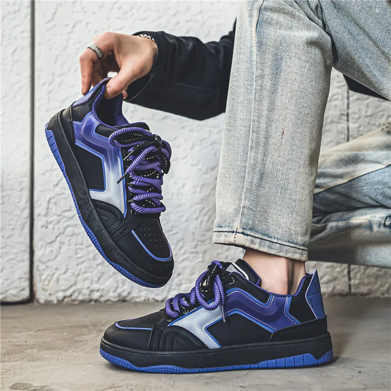 saferido Streetwear Purple Men's Skateboard Shoes Fashion Outdoor Platform Sneakers Men Trendy Lace-up Designer Skateboarding Shoes Man