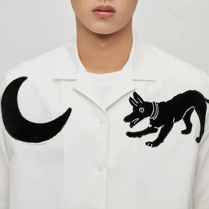 saferido Mens Japanese Graffiti Printed Casual Short-Sleeve Shirt 2024 New Genderless Fashion Personality Youth Trend Simple Shirt Unisex