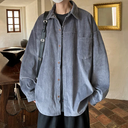 saferido Fashion Lapel Button All-match Solid Shirts Coats Men's Clothing 2024 Spring New Loose Casual Long Sleeve Tops Korean Shirt