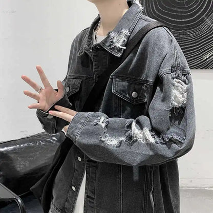 saferido Spring Jackets Men's  Spring and Autumn Men's  Clothing Coat Harajuku Streetwear Trendyol Fashion Coats cowboy Coat