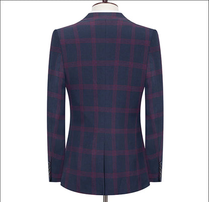 Boutique 5XL (Blazer + Trousers) Men's Fashion Business Casual British Style Gentleman Elegant Plaid Dress Formal 2-piece Set