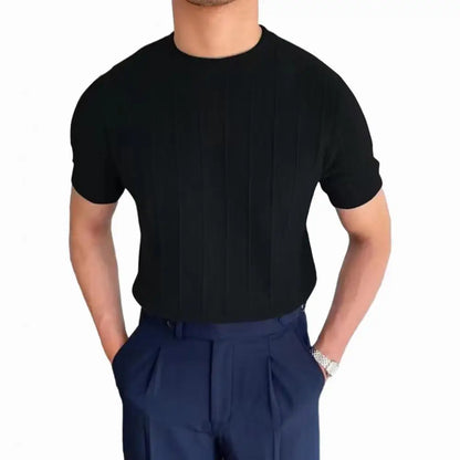 Men Solid Color T-shirt Round Neck Short Sleeve T-shirt Men's Solid Color Slim Fit Summer T-shirt for Fitness Gym Round Neck