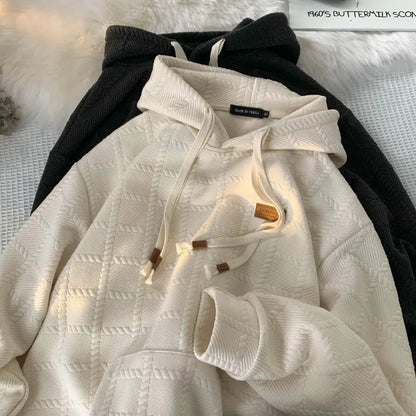 Korean Solid Color Hoodie Men's Autumn Loose Hooded Sweatshirt Fashion Brand Hoodies Harajuku Male Pullovers