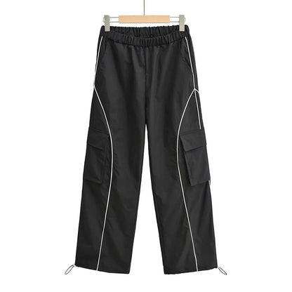 saferido Sports Pants for Men Jogging Sweatpants Wide Leg Cargo Trousers Male Black Streetwear Loose Casual American Street
