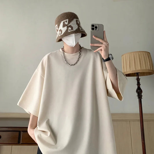 saferido Summer T Shirt Men Oversize Fashion Casual Vintage T Shirt Men Streetwear Hip Hop Loose Short Sleeved T-shirt Mens Suede T Shirt