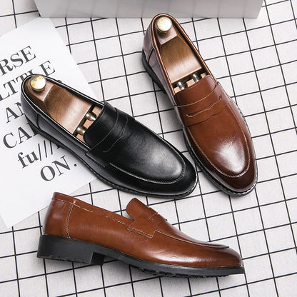 saferido Evening Dress Men Shoes High Quality Black New Stylish Design Slip-on Shoes Casual Formal Office Leather Shoes Luxury Career