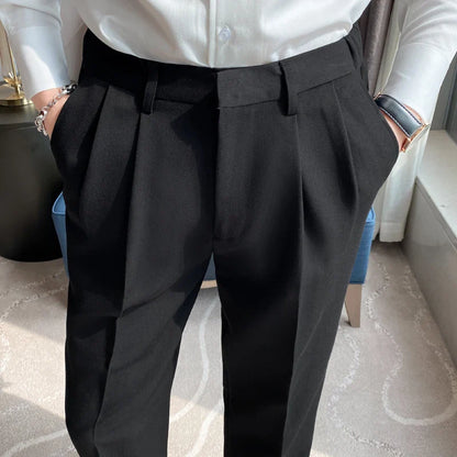 saferido Men High Quality Black Gray Dress Suit Pant Spring Man Pants Korean Slim Fit Men Casual Ankle Length Pants Streetwear 36