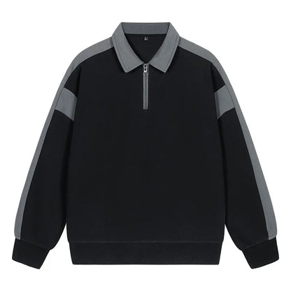 Spring Mens Patchwork Sweatshirt Hoodies Men Fashion Streetwear Harajuku Turn Down Collar Pulllover Male Korean Sweatshirt