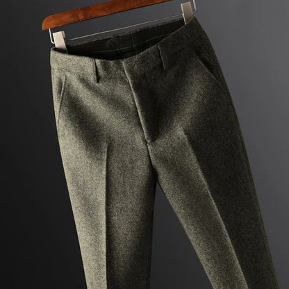 High Quality Autumn Winter New Men's Suit Pants Fashion Business Casual Woolen Suit Pants Male Straight Formal Trousers